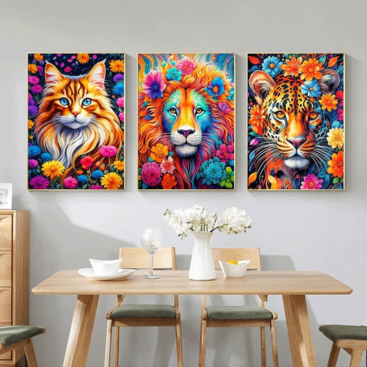 DIY Handmade Diamond Painting With Colorful Animals And Full Diamonds