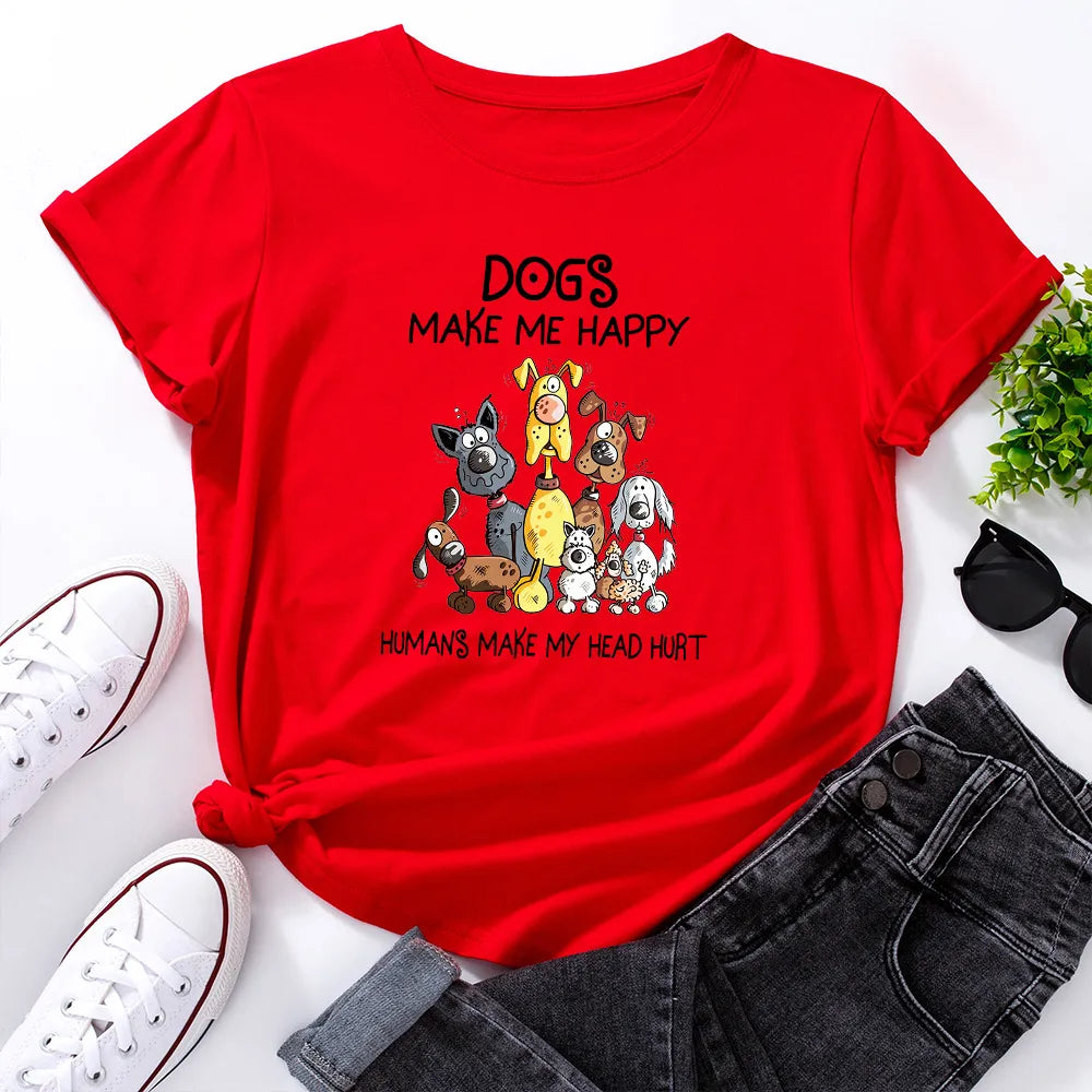 Dogs Make Me Happy Printed Shirt