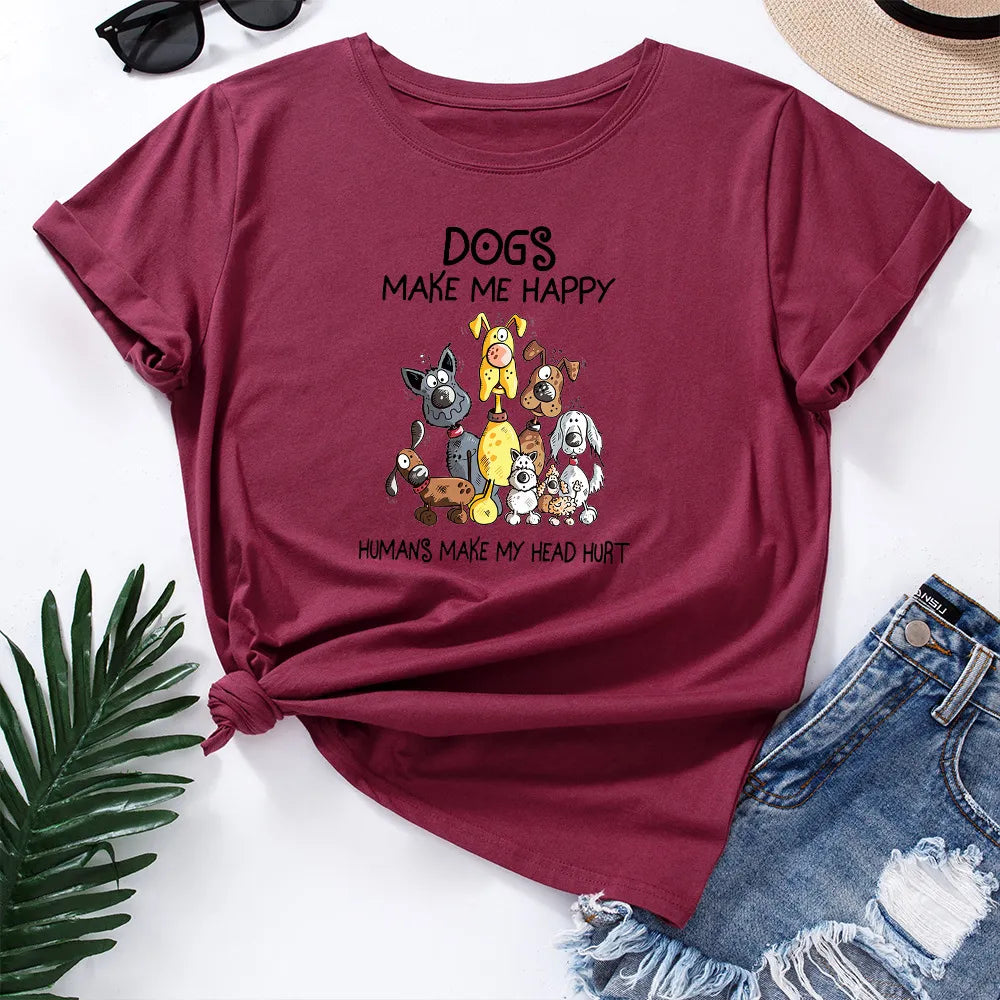 Dogs Make Me Happy Printed Shirt