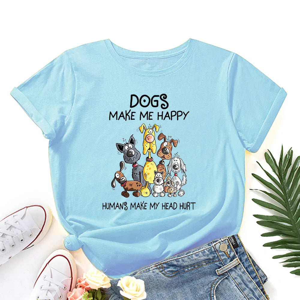 Dogs Make Me Happy Printed Shirt