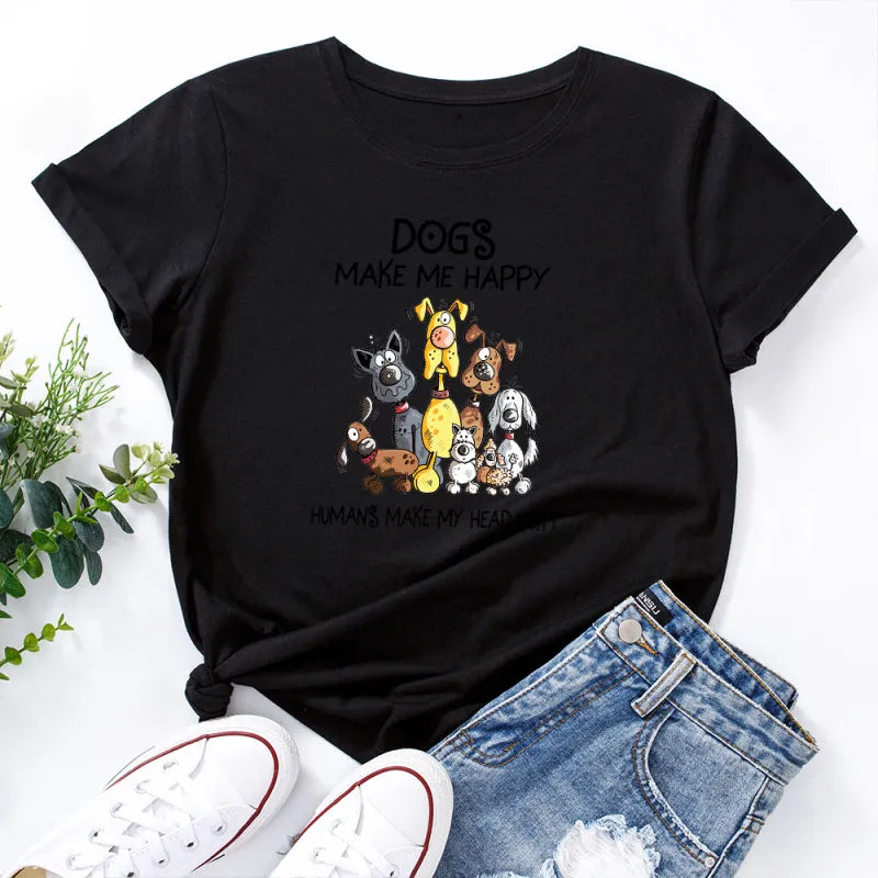 Dogs Make Me Happy Printed Shirt