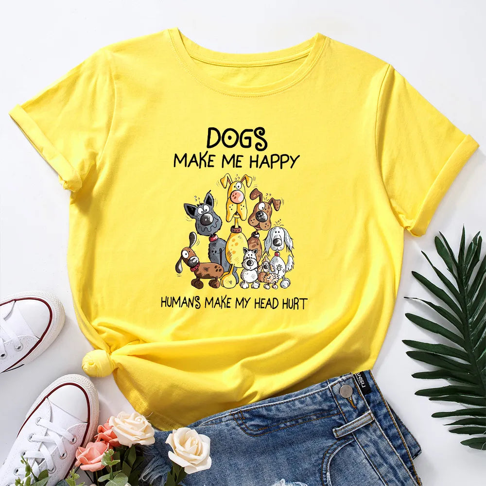 Dogs Make Me Happy Printed Shirt