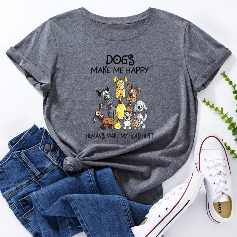 Dogs Make Me Happy Printed Shirt