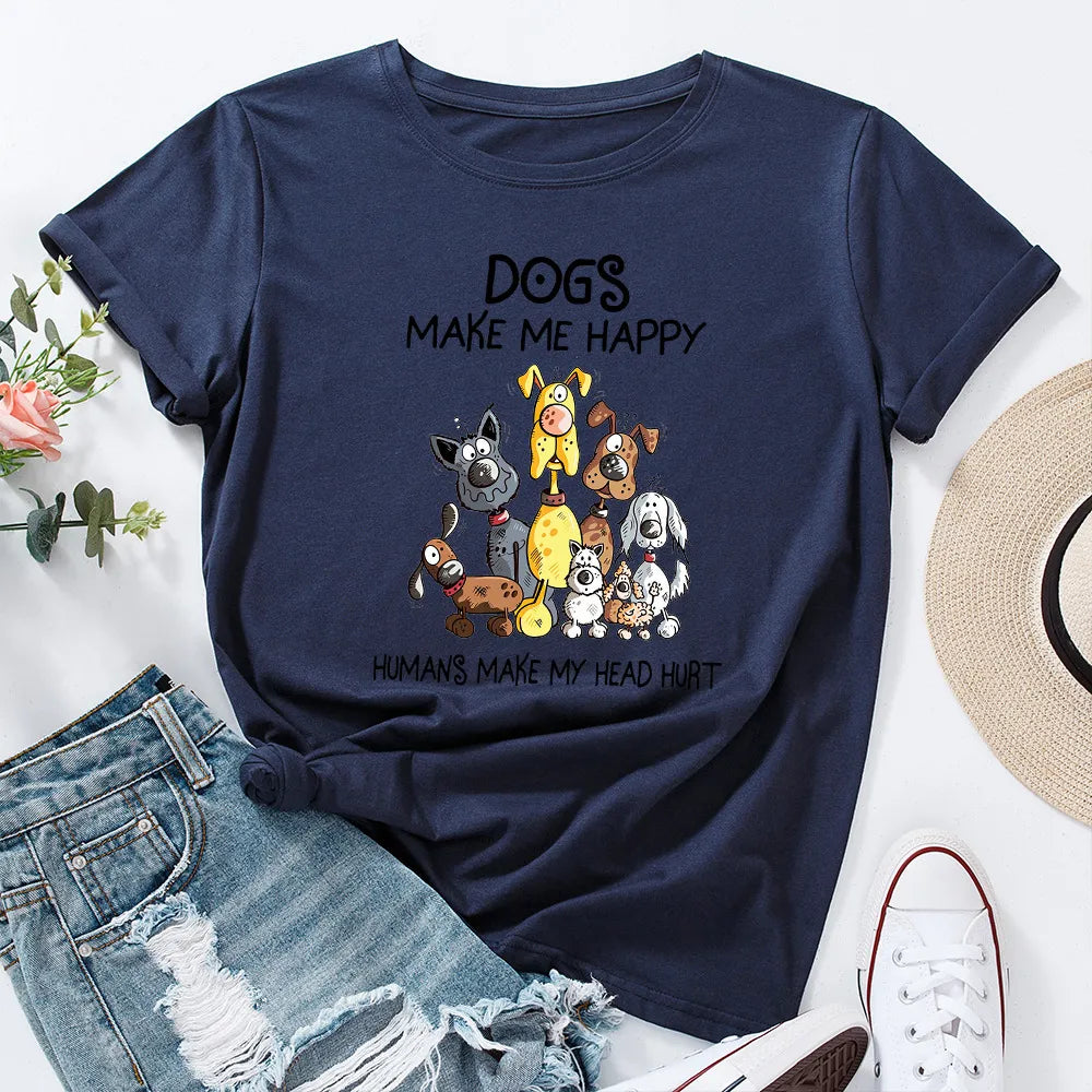 Dogs Make Me Happy Printed Shirt