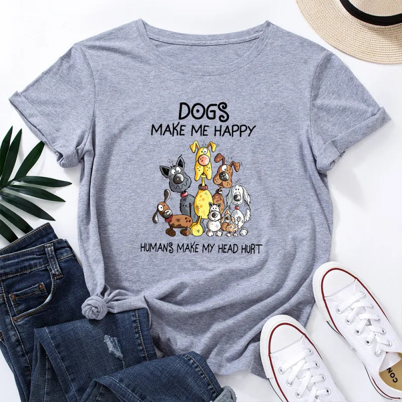 Dogs Make Me Happy Printed Shirt