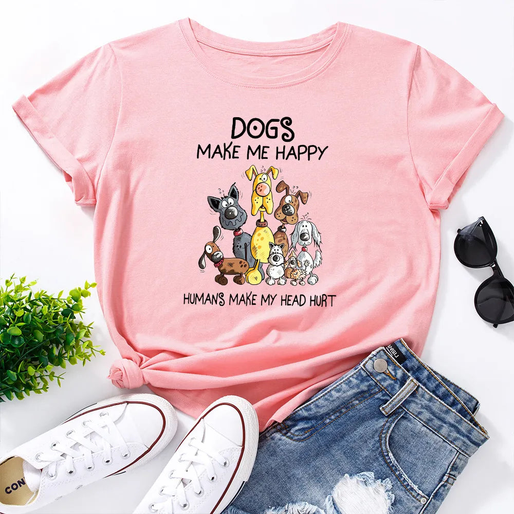 Dogs Make Me Happy Printed Shirt