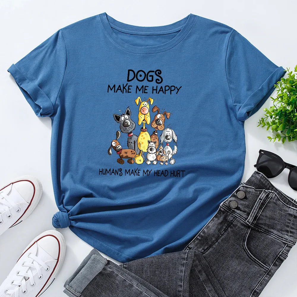 Dogs Make Me Happy Printed Shirt