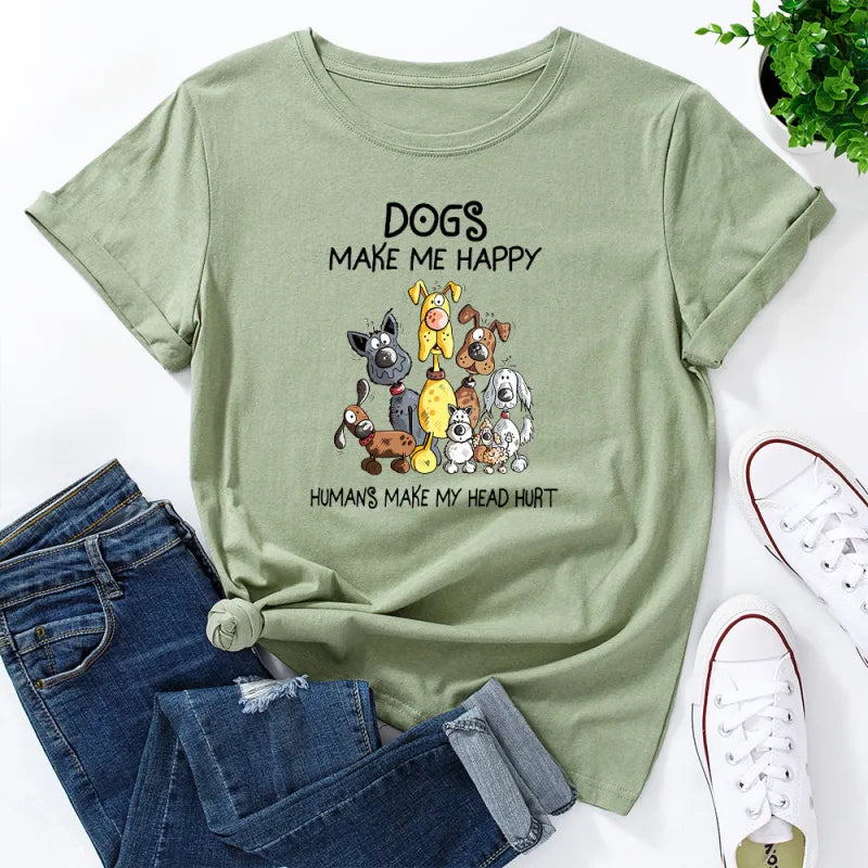 Dogs Make Me Happy Printed Shirt