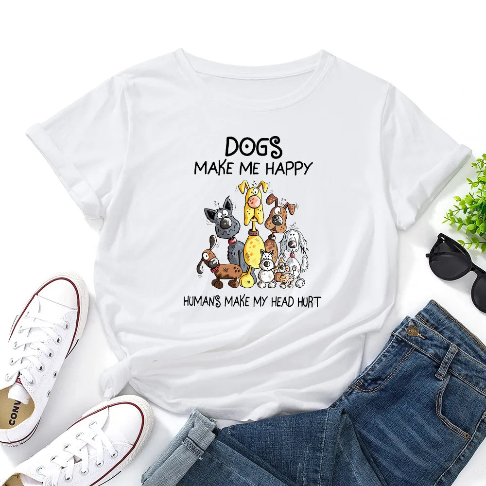 Dogs Make Me Happy Printed Shirt