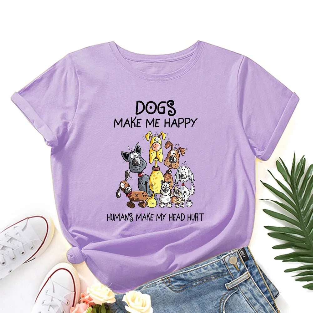 Dogs Make Me Happy Printed Shirt