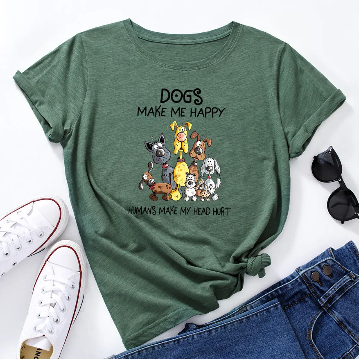 Dogs Make Me Happy Printed Shirt